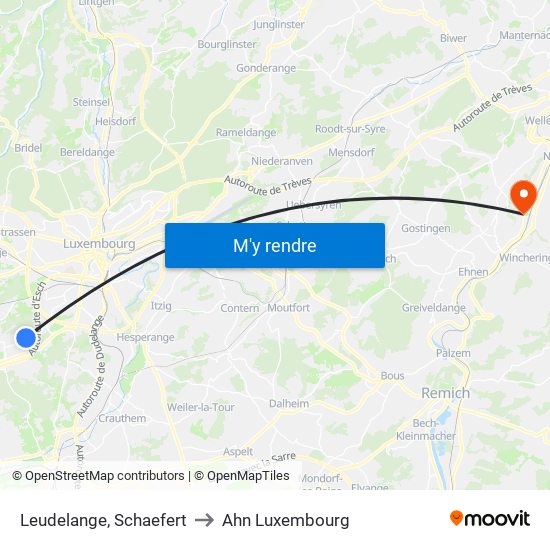 Leudelange, Schaefert to Ahn Luxembourg map