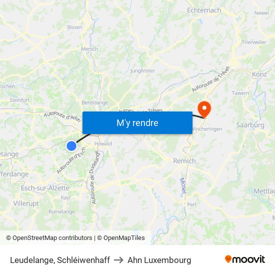 Leudelange, Schléiwenhaff to Ahn Luxembourg map