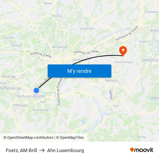 Foetz, AM Brill to Ahn Luxembourg map