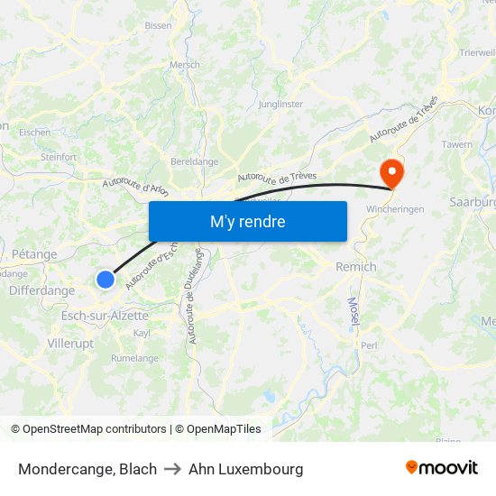 Mondercange, Blach to Ahn Luxembourg map