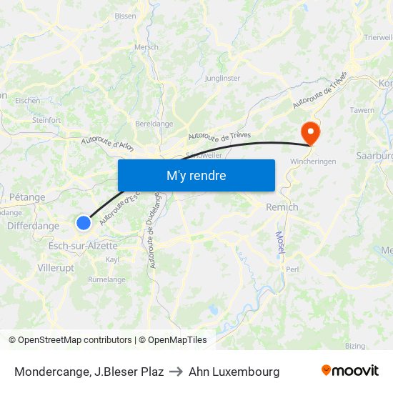 Mondercange, J.Bleser Plaz to Ahn Luxembourg map