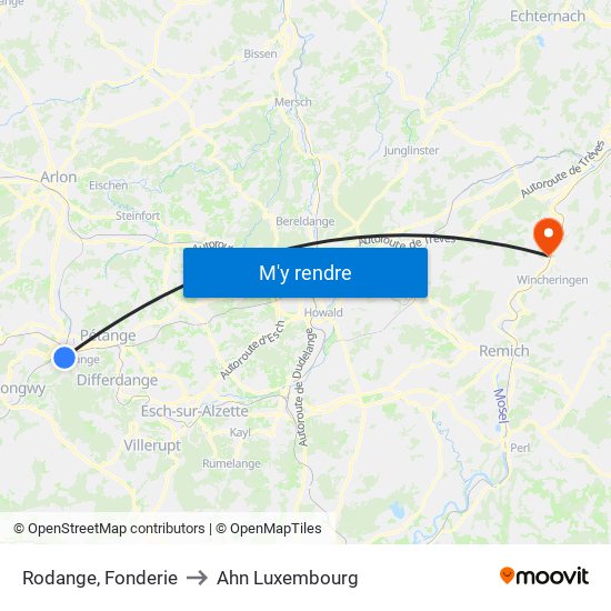 Rodange, Fonderie to Ahn Luxembourg map