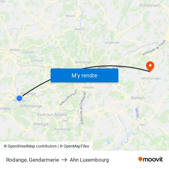 Rodange, Gendarmerie to Ahn Luxembourg map