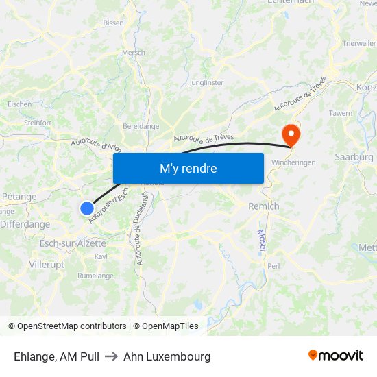 Ehlange, AM Pull to Ahn Luxembourg map