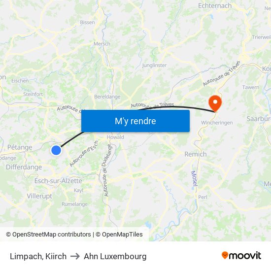 Limpach, Kiirch to Ahn Luxembourg map