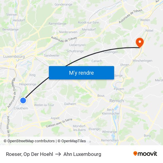 Roeser, Op Der Hoehl to Ahn Luxembourg map