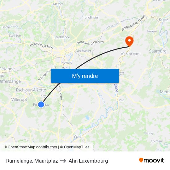 Rumelange, Maartplaz to Ahn Luxembourg map