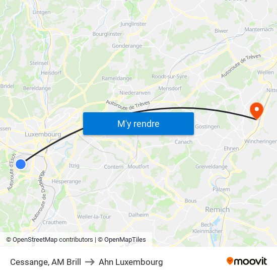 Cessange, AM Brill to Ahn Luxembourg map