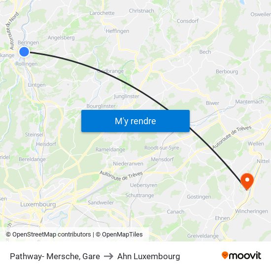 Pathway- Mersche, Gare to Ahn Luxembourg map