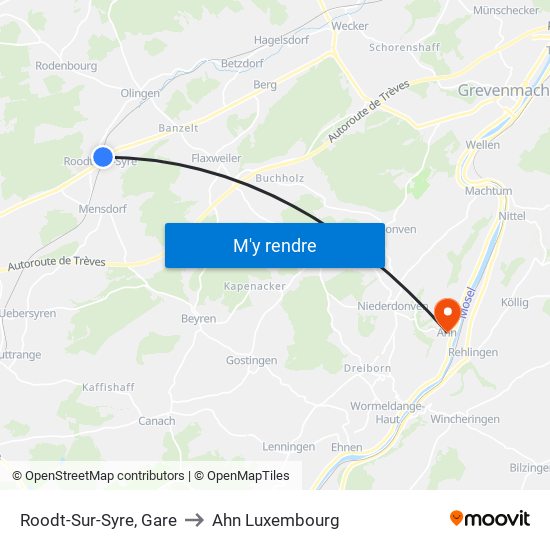 Roodt-Sur-Syre, Gare to Ahn Luxembourg map