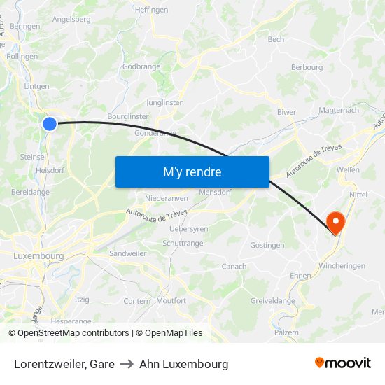 Lorentzweiler, Gare to Ahn Luxembourg map