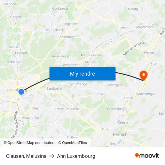 Clausen, Melusina to Ahn Luxembourg map