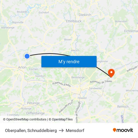 Oberpallen, Schnuddelbierg to Mensdorf map