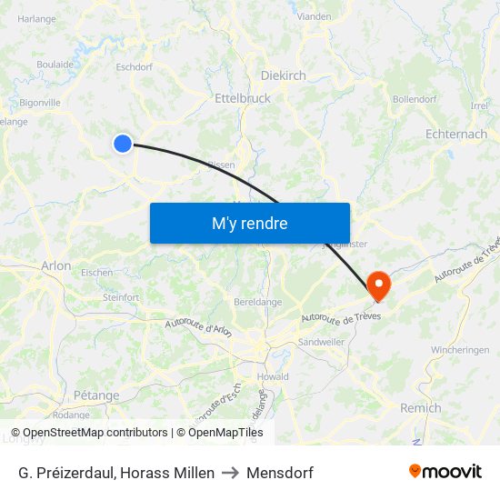 G. Préizerdaul, Horass Millen to Mensdorf map