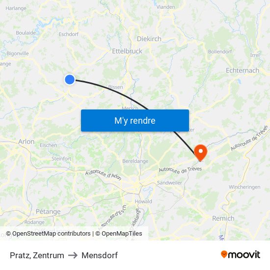 Pratz, Zentrum to Mensdorf map