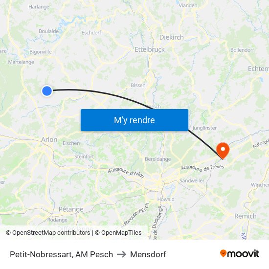 Petit-Nobressart, AM Pesch to Mensdorf map