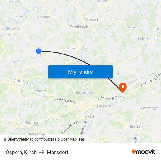 Ospern, Kiirch to Mensdorf map