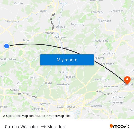 Calmus, Wäschbur to Mensdorf map
