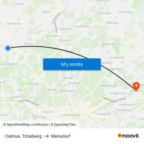 Calmus, Titzebierg to Mensdorf map