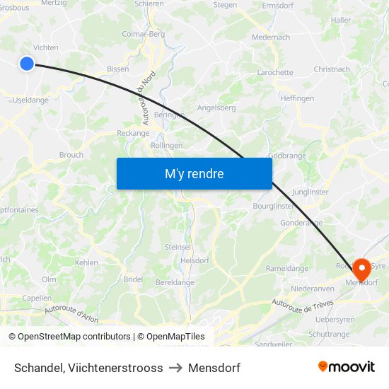 Schandel, Viichtenerstrooss to Mensdorf map