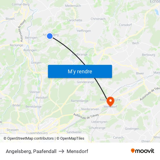 Angelsberg, Paafendall to Mensdorf map