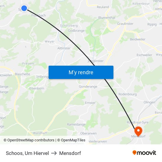 Schoos, Um Hiervel to Mensdorf map