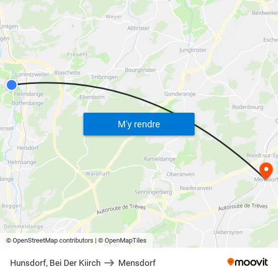 Hunsdorf, Bei Der Kiirch to Mensdorf map