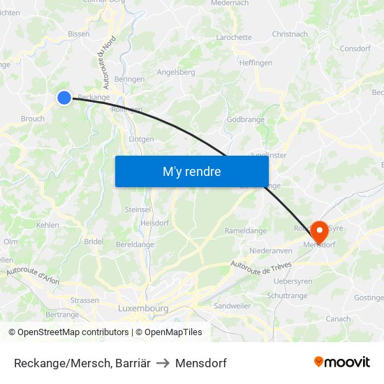 Reckange/Mersch, Barriär to Mensdorf map