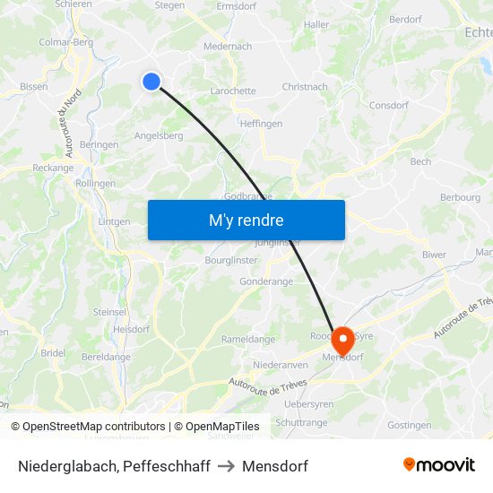 Niederglabach, Peffeschhaff to Mensdorf map