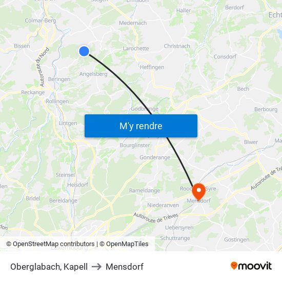 Oberglabach, Kapell to Mensdorf map