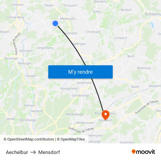 Aechelbur to Mensdorf map