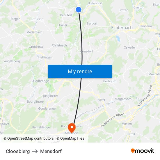 Cloosbierg to Mensdorf map