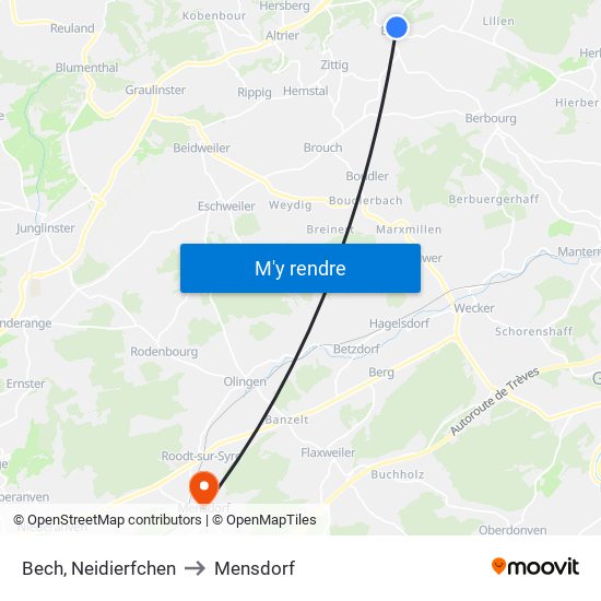 Bech, Neidierfchen to Mensdorf map