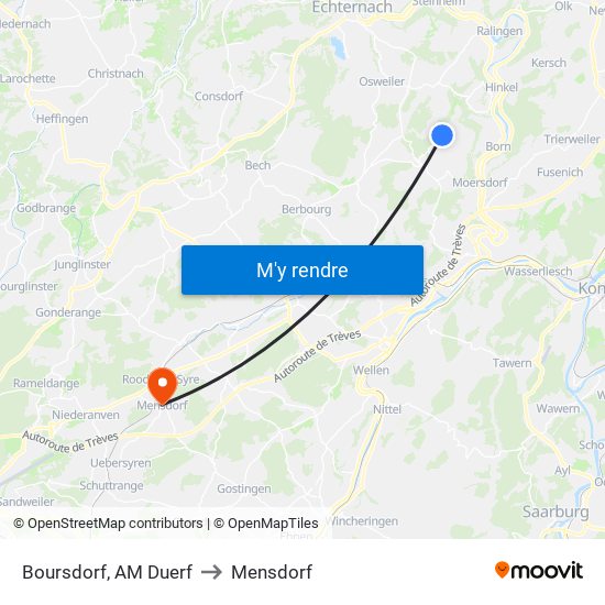 Boursdorf, AM Duerf to Mensdorf map