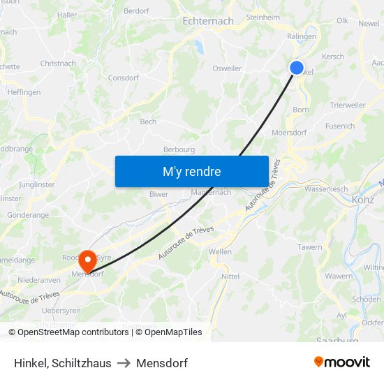 Hinkel, Schiltzhaus to Mensdorf map