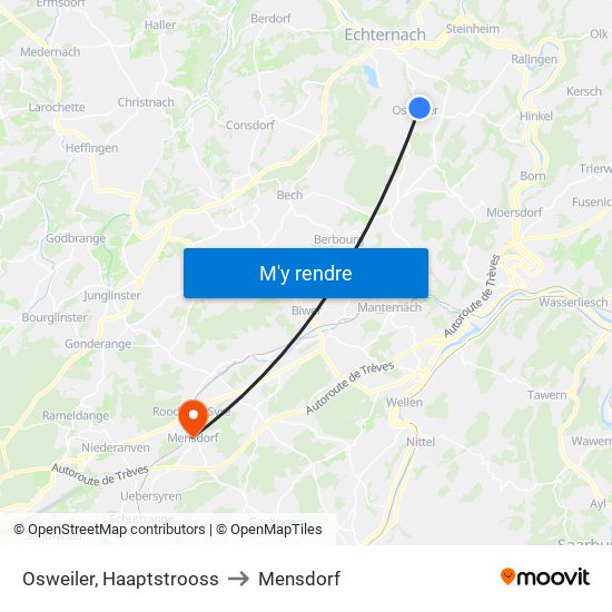 Osweiler, Haaptstrooss to Mensdorf map