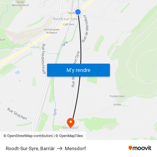 Roodt-Sur-Syre, Barriär to Mensdorf map