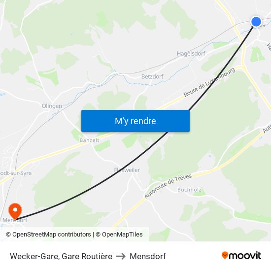 Wecker-Gare, Gare Routière to Mensdorf map