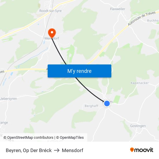 Beyren, Op Der Bréck to Mensdorf map