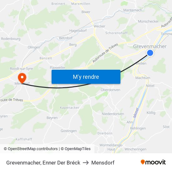 Grevenmacher, Enner Der Bréck to Mensdorf map