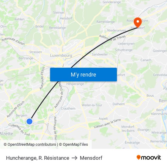 Huncherange, R. Résistance to Mensdorf map