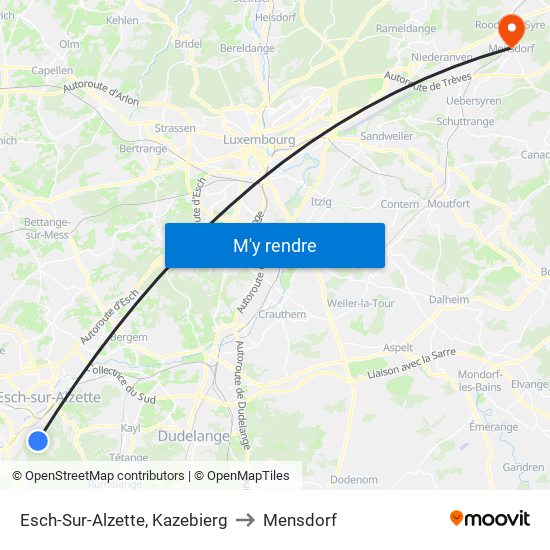 Esch-Sur-Alzette, Kazebierg to Mensdorf map