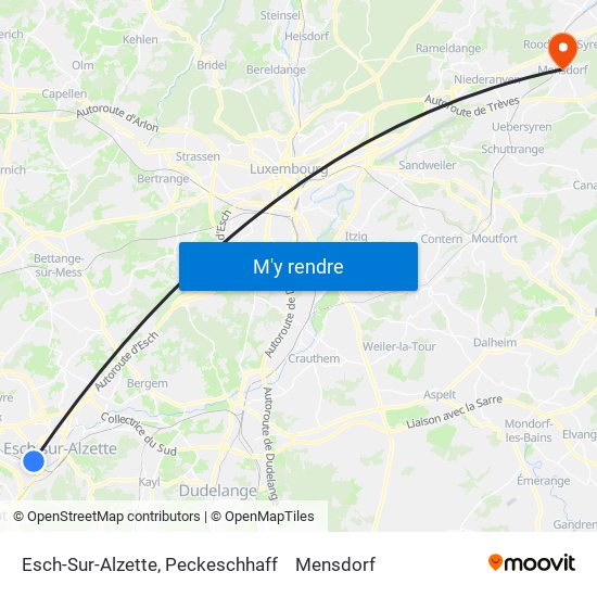 Esch-Sur-Alzette, Peckeschhaff to Mensdorf map