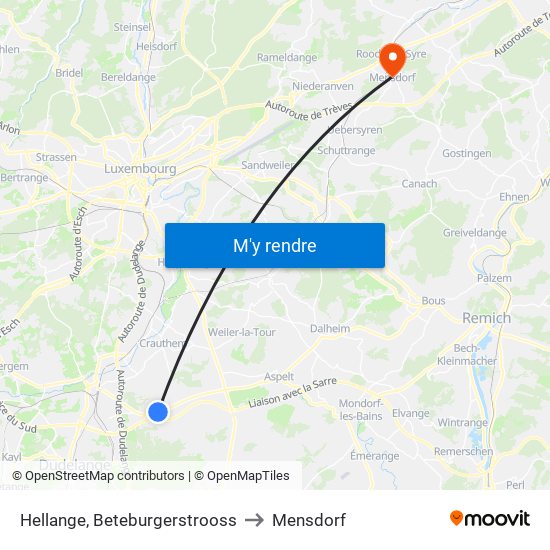 Hellange, Beteburgerstrooss to Mensdorf map