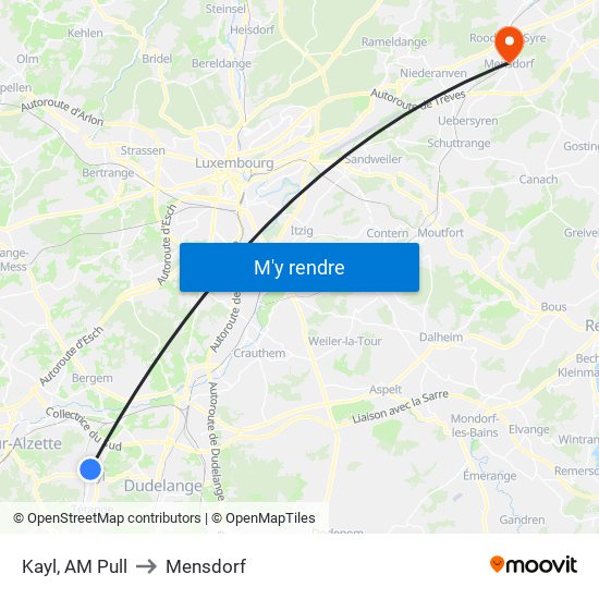 Kayl, AM Pull to Mensdorf map