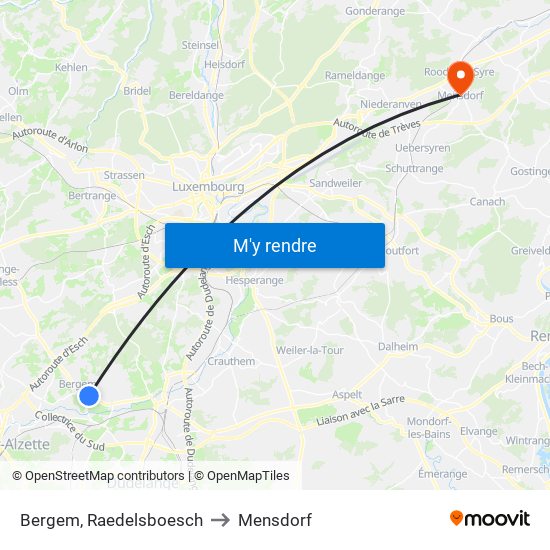 Bergem, Raedelsboesch to Mensdorf map