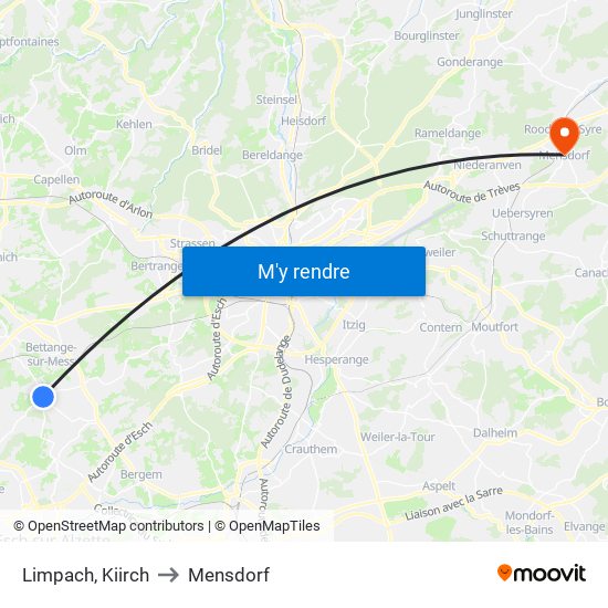 Limpach, Kiirch to Mensdorf map