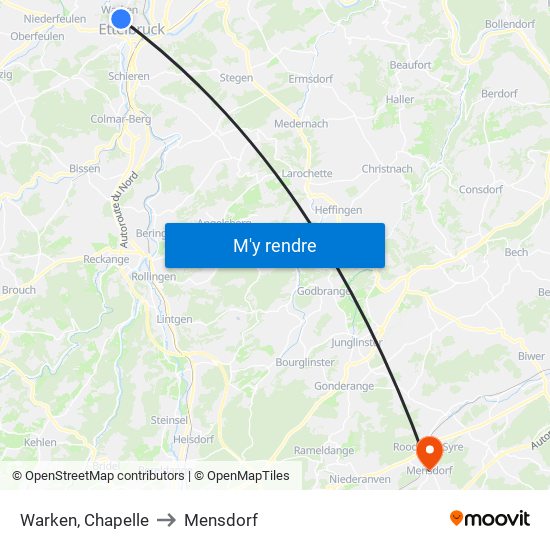 Warken, Chapelle to Mensdorf map