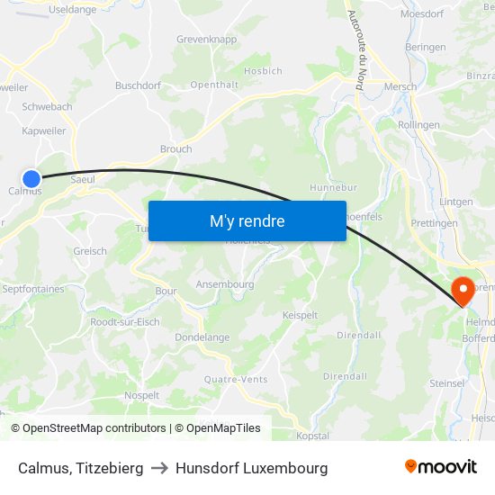 Calmus, Titzebierg to Hunsdorf Luxembourg map