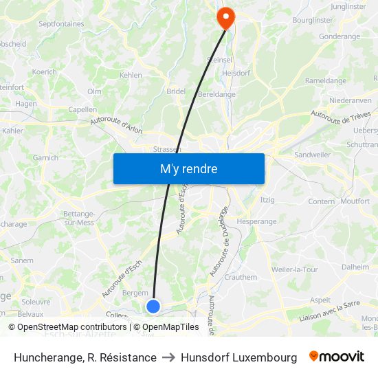 Huncherange, R. Résistance to Hunsdorf Luxembourg map